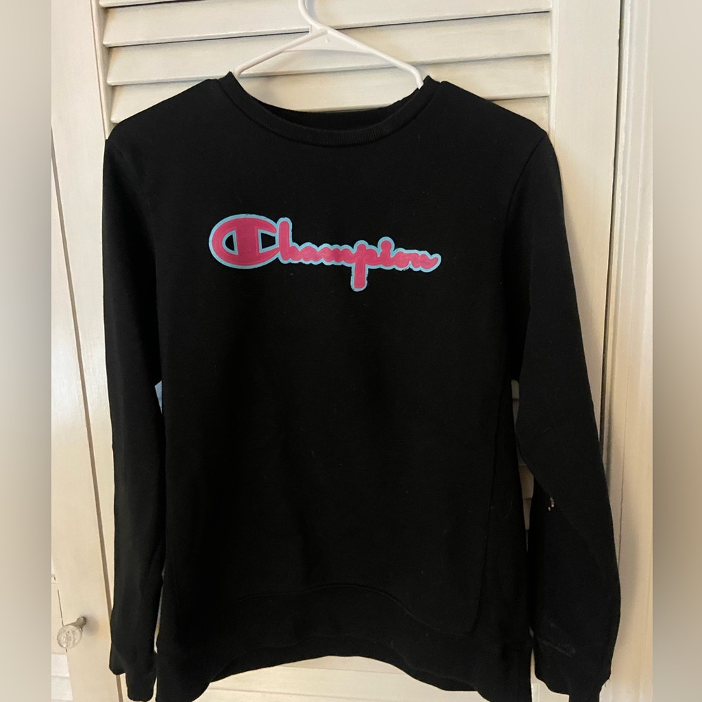 Champion youth retro-looking crewneck sweatshirt size XL black